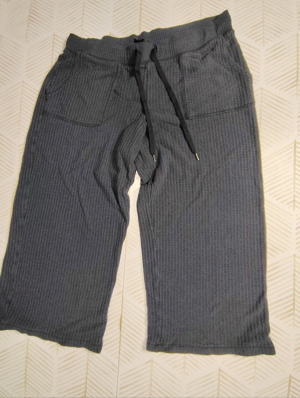 J. Crew Women's Gray Ribbed Drawstring Cropped Pants